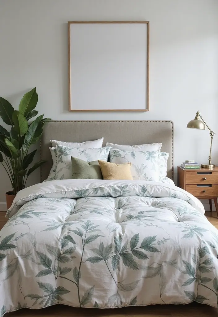 25 Bedroom Decor Ideas With Leaf Print Bedding For A Fresh Look 35 25 Bedroom Decor Ideas With Leaf Print Bedding For A Fresh Look - 13. Clean Lines