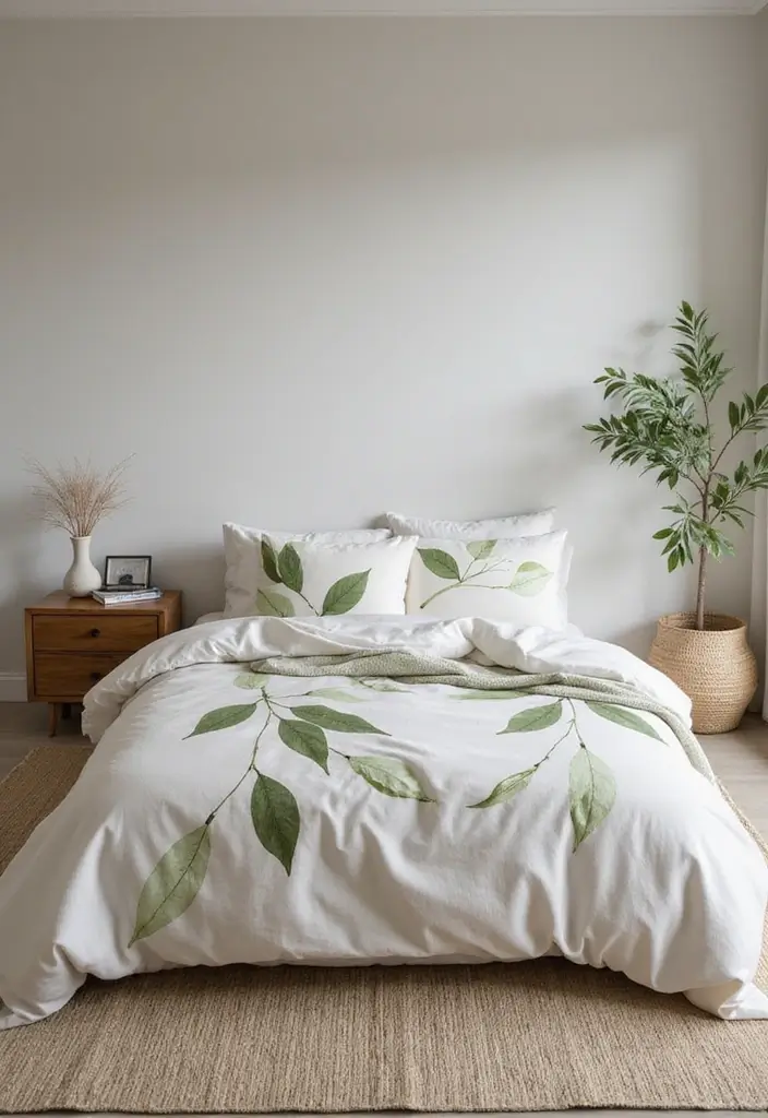 25 Bedroom Decor Ideas With Leaf Print Bedding For A Fresh Look 50 25 Bedroom Decor Ideas With Leaf Print Bedding For A Fresh Look - 16. Zen Retreat