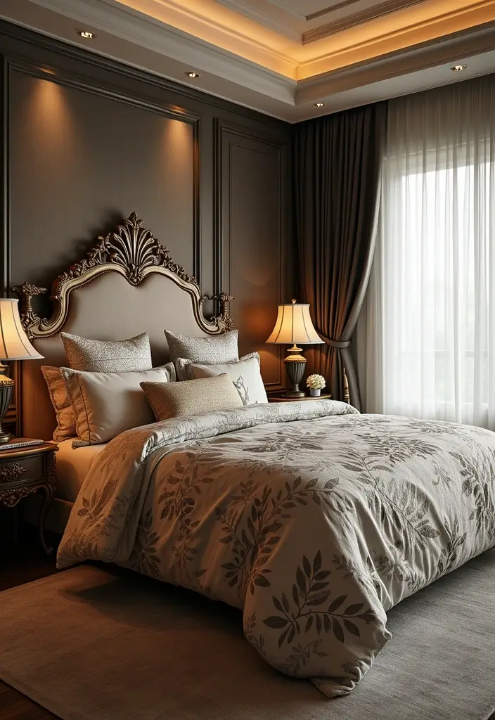 25 Bedroom Decor Ideas With Leaf Print Bedding For A Fresh Look 52 25 Bedroom Decor Ideas With Leaf Print Bedding For A Fresh Look - 18. Elegant Accents