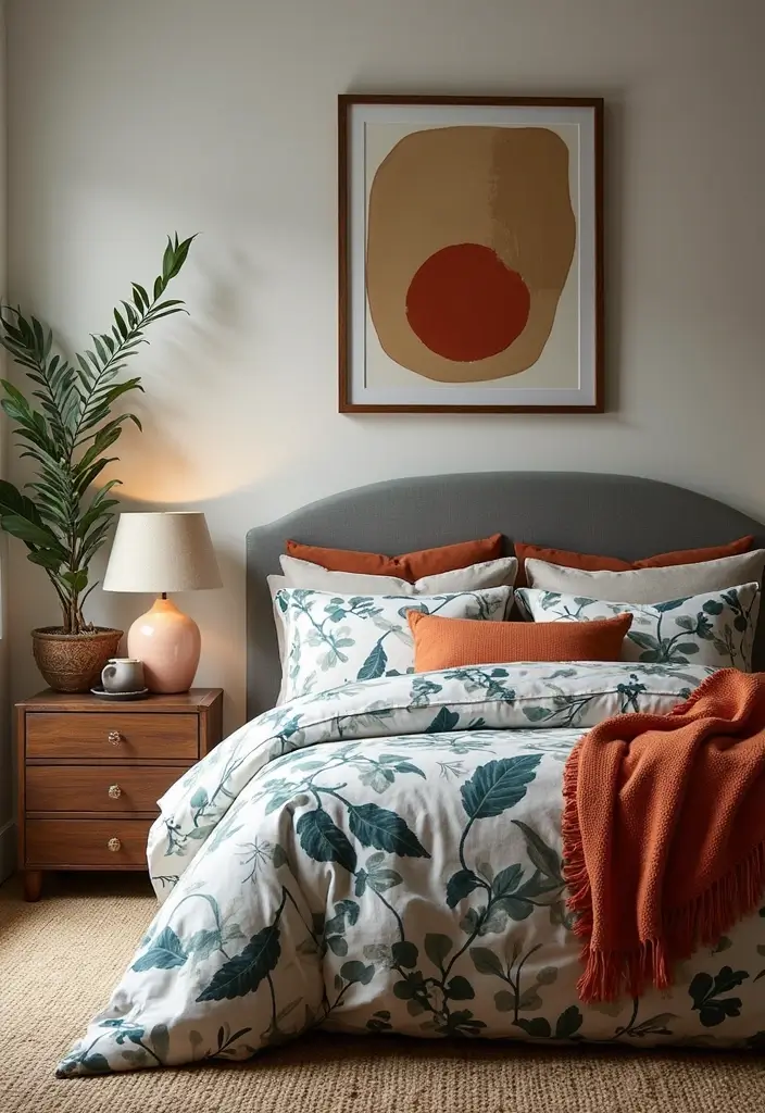 25 Bedroom Decor Ideas With Leaf Print Bedding For A Fresh Look 56 25 Bedroom Decor Ideas With Leaf Print Bedding For A Fresh Look - 22. Statement Pieces