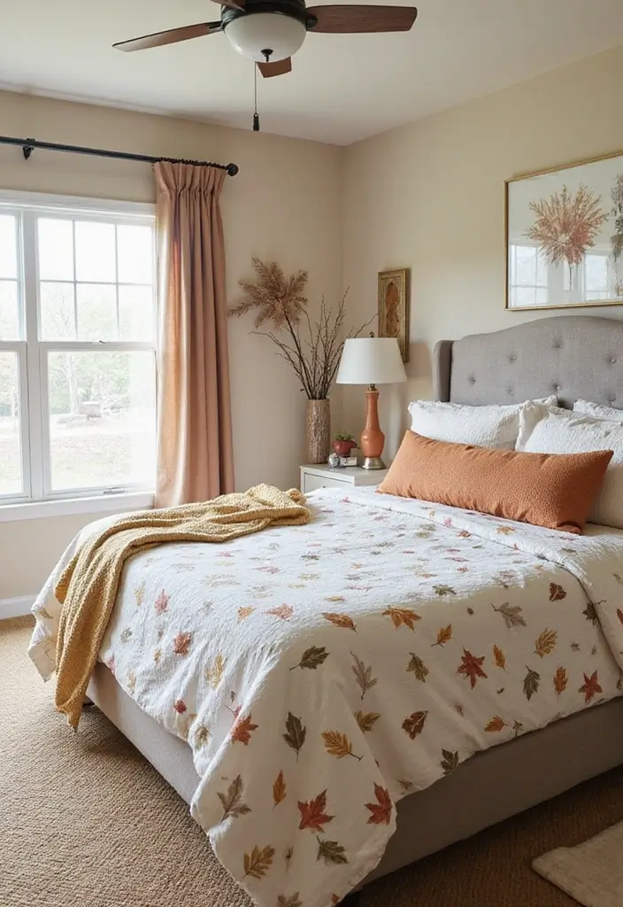 25 Bedroom Decor Ideas With Leaf Print Bedding For A Fresh Look 57 25 Bedroom Decor Ideas With Leaf Print Bedding For A Fresh Look - 23. Seasonal Switch
