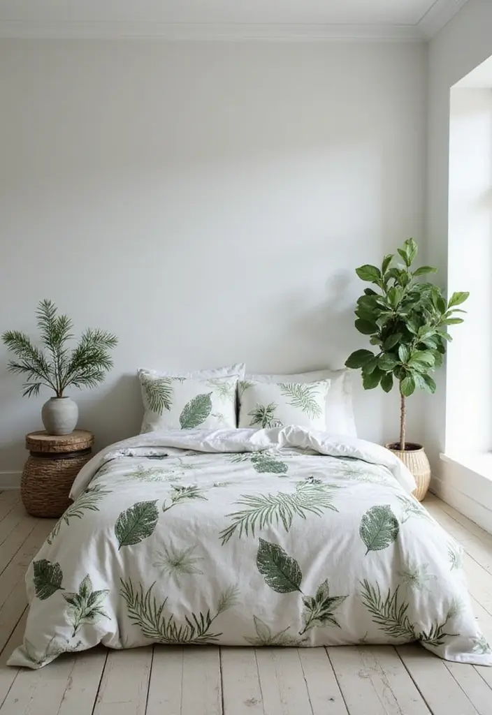25 Bedroom Decor Ideas With Leaf Print Bedding For A Fresh Look 65 25 Bedroom Decor Ideas With Leaf Print Bedding For A Fresh Look - 25. Minimal Greenery
