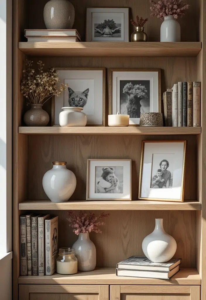 25 Decorative Bookshelf Styling Ideas With Vases And Candles 30 25 Decorative Bookshelf Styling Ideas With Vases And Candles - 14. Personal Touches
