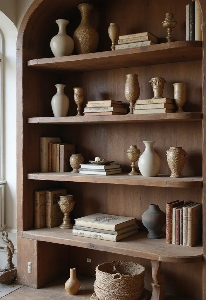 25 Decorative Bookshelf Styling Ideas With Vases And Candles 36 25 Decorative Bookshelf Styling Ideas With Vases And Candles - 16. Shelving with Curves