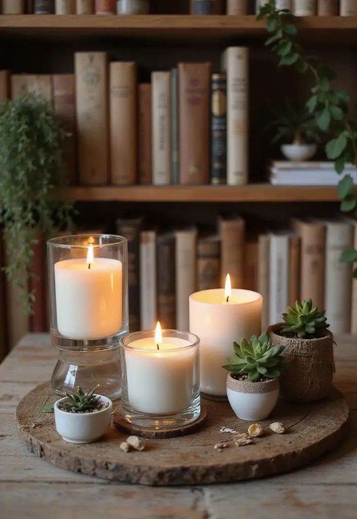 25 Decorative Bookshelf Styling Ideas With Vases And Candles 2 25 Decorative Bookshelf Styling Ideas With Vases And Candles - 2. Candles as Focal Points