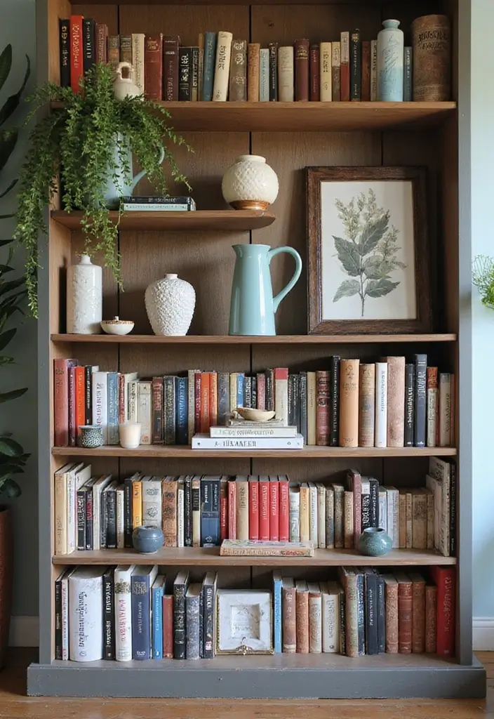 25 Decorative Bookshelf Styling Ideas With Vases And Candles 45 25 Decorative Bookshelf Styling Ideas With Vases And Candles - 21. DIY Decor Elements