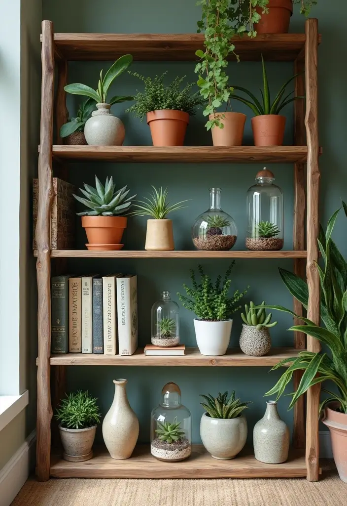 25 Decorative Bookshelf Styling Ideas With Vases And Candles 9 25 Decorative Bookshelf Styling Ideas With Vases And Candles - 3. Botanical Touch with Greenery