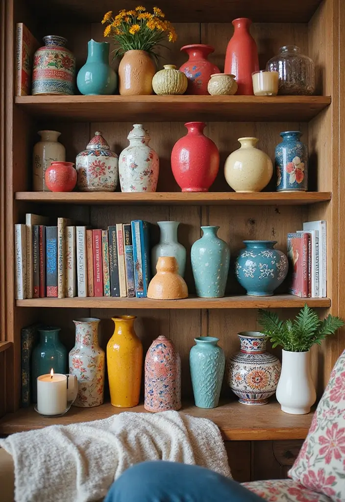 25 Decorative Bookshelf Styling Ideas With Vases And Candles 16 25 Decorative Bookshelf Styling Ideas With Vases And Candles - 4. The Power of Color