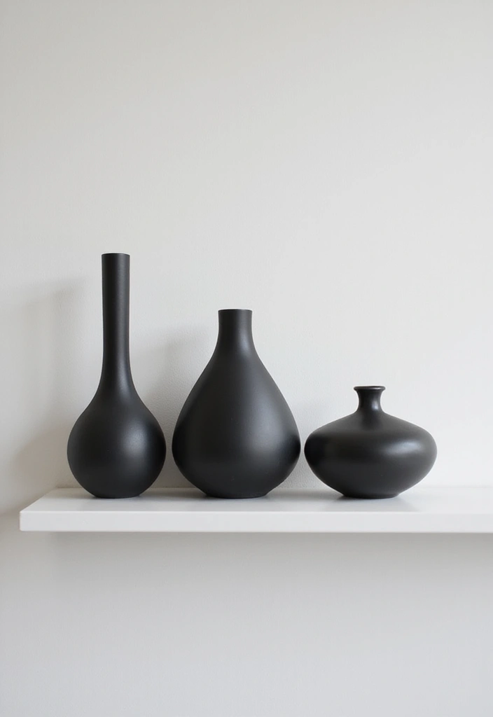 25 Decorative Kitchen Shelf Ideas With Vases - 3. Minimalist Vases with Monochrome Decor