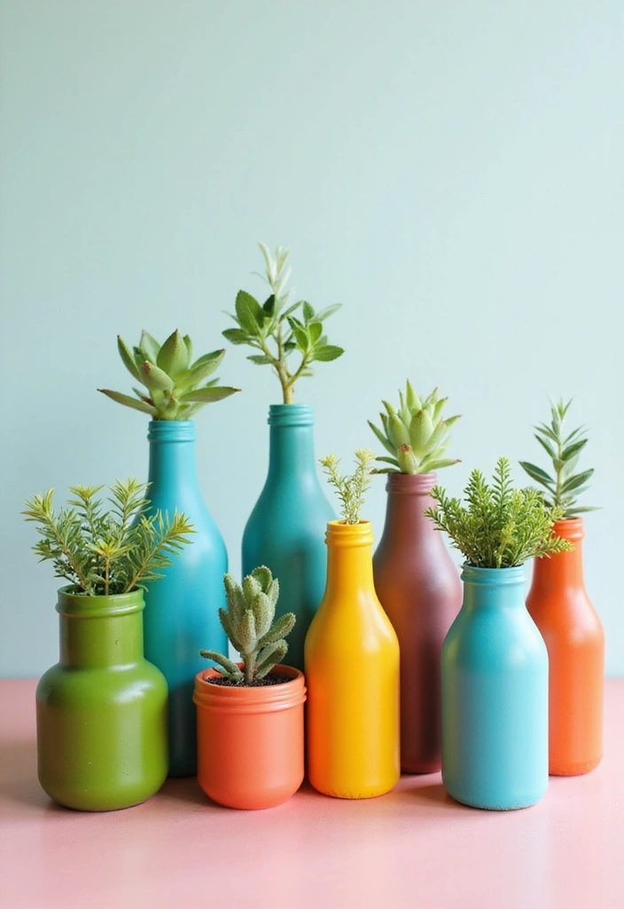 25 Home Decor Projects With Recycled Bottles For Sustainability 4 25 Home Decor Projects With Recycled Bottles For Sustainability - 2. Colorful Bottle Planters