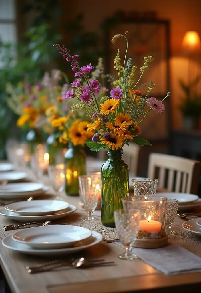 25 Home Decor Projects With Recycled Bottles For Sustainability 12 25 Home Decor Projects With Recycled Bottles For Sustainability - 4. Rustic Bottle Centerpieces