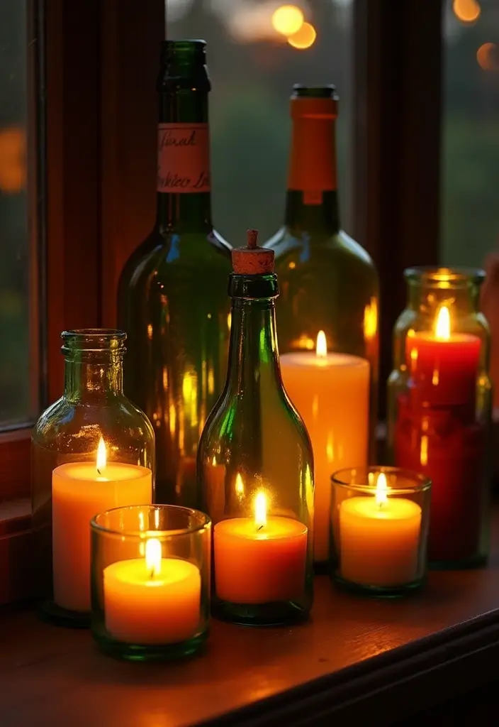 25 Home Decor Projects With Recycled Bottles For Sustainability 16 25 Home Decor Projects With Recycled Bottles For Sustainability - 8. Glass Bottle Candle Holders