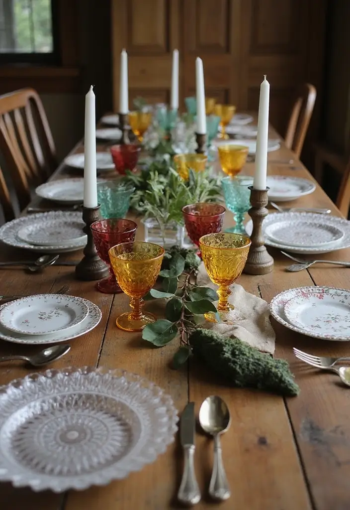 25 Tabletop Christmas Decor Ideas For Festive Charm 10 25 Tabletop Christmas Decor Ideas For Festive Charm - 10. Vintage Glassware