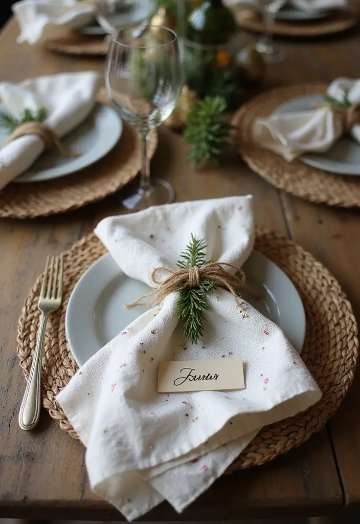 25 Tabletop Christmas Decor Ideas For Festive Charm 11 25 Tabletop Christmas Decor Ideas For Festive Charm - 11. Embellished Napkins