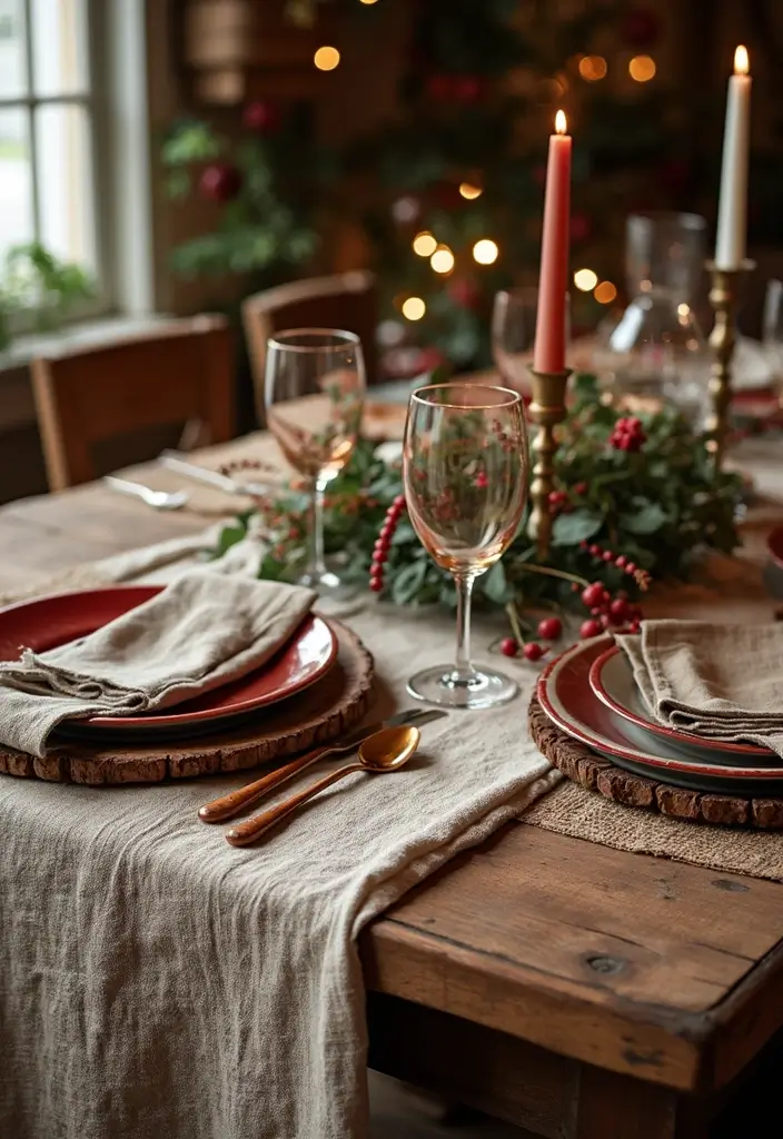 25 Tabletop Christmas Decor Ideas For Festive Charm 43 25 Tabletop Christmas Decor Ideas For Festive Charm - 23. Layered Seasonal Fabrics