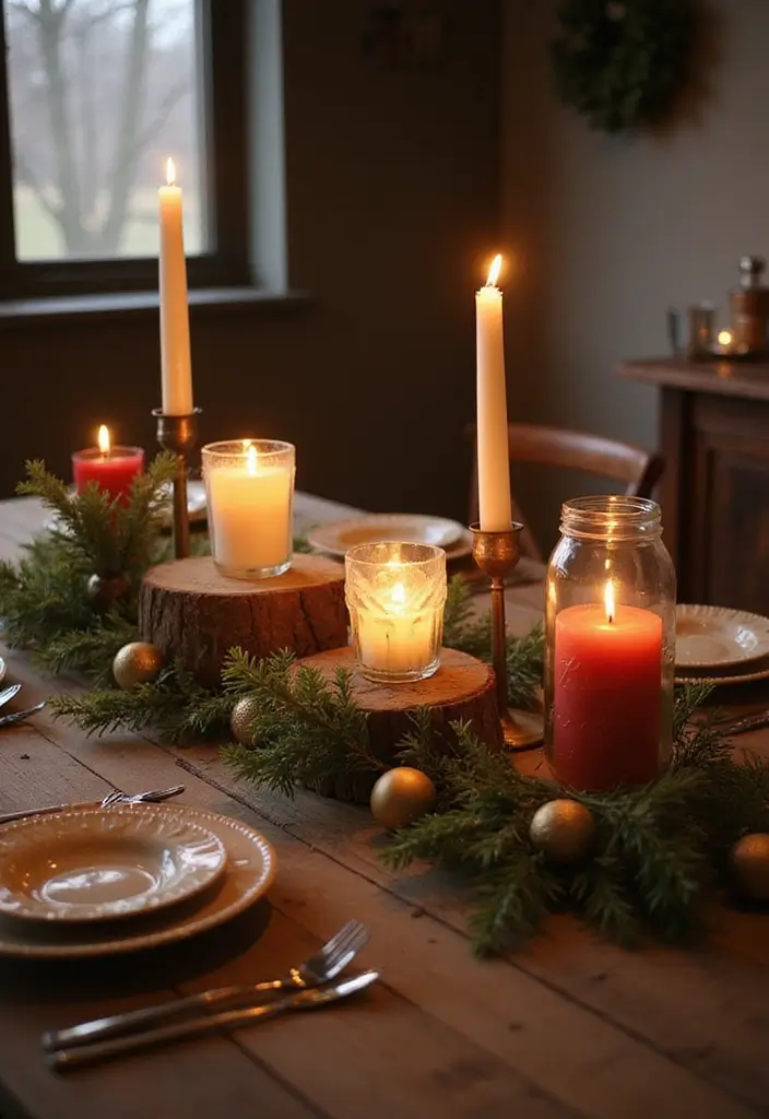25 Tabletop Christmas Decor Ideas For Festive Charm 3 25 Tabletop Christmas Decor Ideas For Festive Charm - 3. Candlelit Warmth