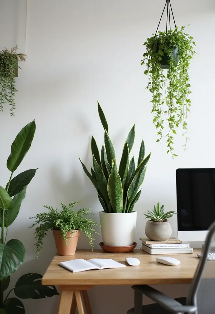 25 Zen Office Decor Ideas To Create Calm Work Spaces 4 25 Zen Office Decor Ideas To Create Calm Work Spaces - 4. Incorporate Plants