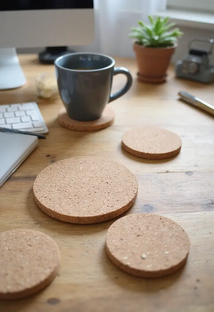 26 Creative Ideas For Sustainable Office Decor 49 26 Creative Ideas For Sustainable Office Decor - 19. DIY Cork Board Coasters