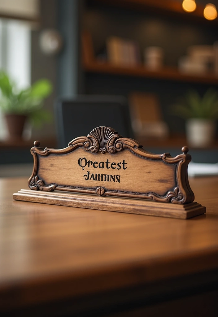 26 Creative Ideas For Sustainable Office Decor 57 26 Creative Ideas For Sustainable Office Decor - 25. Crafted Wooden Desk Nameplates