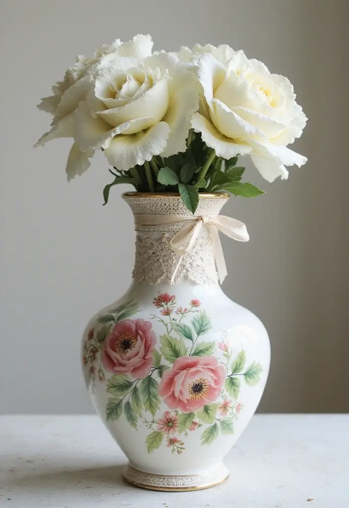 26 Decorative Glass Vases With Lace And Ribbon You’ll Love 34 26 Decorative Glass Vases With Lace And Ribbon You’ll Love - 10. Hand-Painted Glass Vases