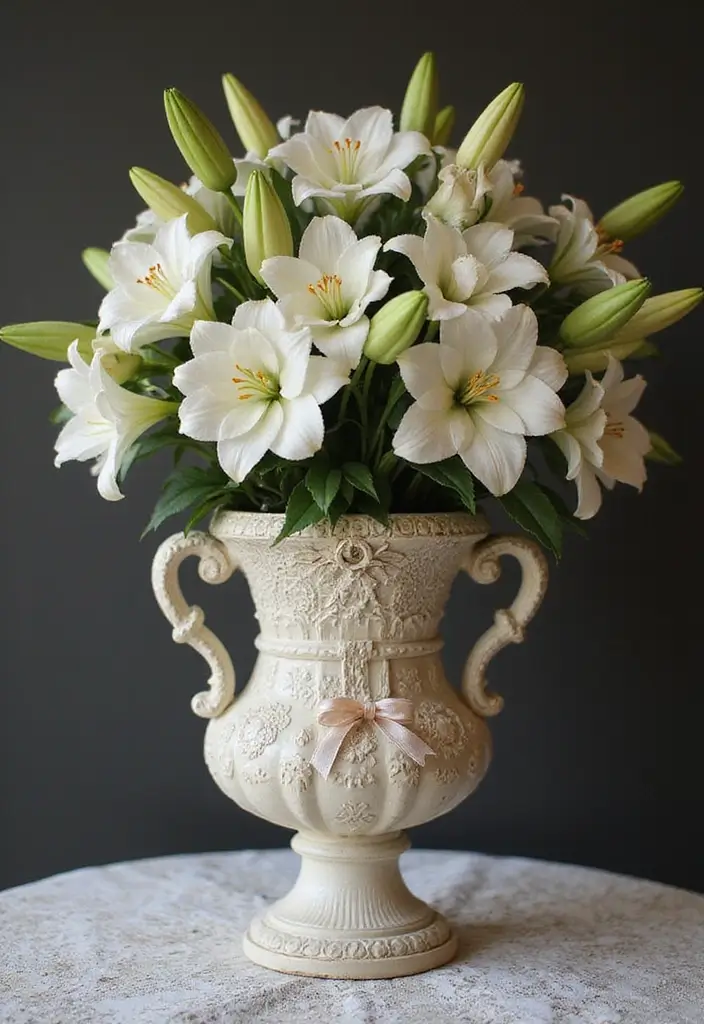 26 Decorative Glass Vases With Lace And Ribbon You’ll Love 35 26 Decorative Glass Vases With Lace And Ribbon You’ll Love - 11. Antique-Style Urn Vases