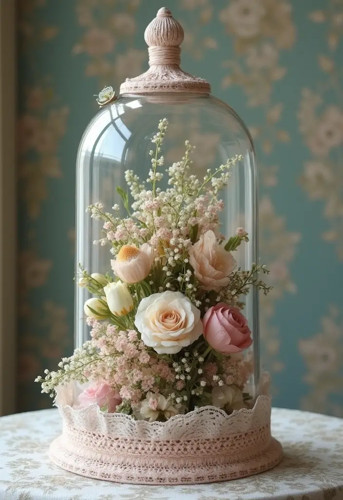 26 Decorative Glass Vases With Lace And Ribbon You’ll Love 39 26 Decorative Glass Vases With Lace And Ribbon You’ll Love - 15. Charming Cloche Vases