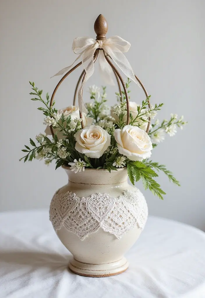26 Decorative Glass Vases With Lace And Ribbon You’ll Love 75 26 Decorative Glass Vases With Lace And Ribbon You’ll Love - 25. Trellis Vases