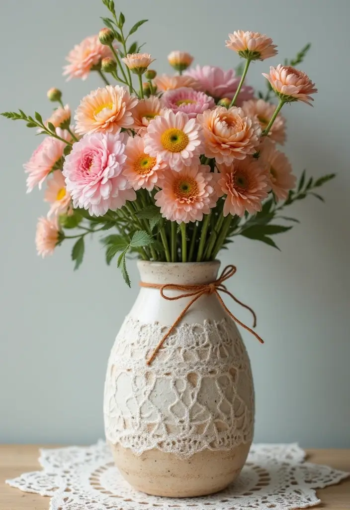 26 Decorative Glass Vases With Lace And Ribbon You’ll Love 76 26 Decorative Glass Vases With Lace And Ribbon You’ll Love - 26. Personalized Handcrafted Vases