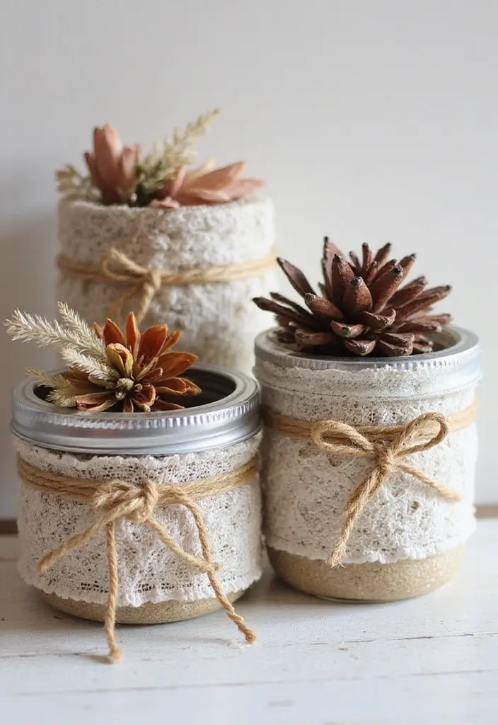 26 Decorative Glass Vases With Lace And Ribbon You’ll Love 32 26 Decorative Glass Vases With Lace And Ribbon You’ll Love - 8. Decorative Jars with Lid