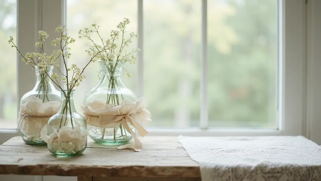 26 Decorative Glass Vases With Lace And Ribbon You’ll Love
