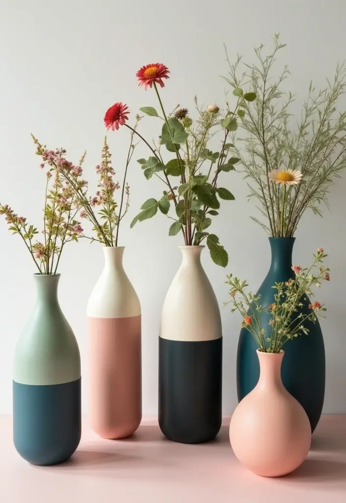 26 Decorative Vase And Pitcher Arrangements For Tabletops 21 26 Decorative Vase And Pitcher Arrangements For Tabletops - 13. Two-Tone Color Vases