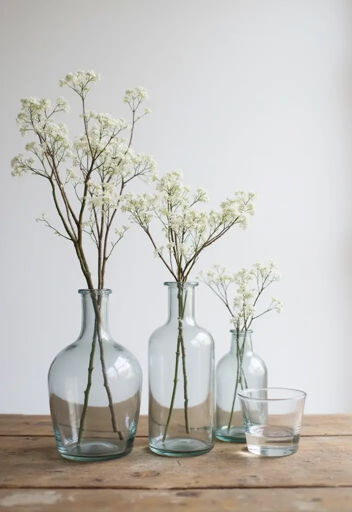 26 Decorative Vase And Pitcher Arrangements For Tabletops 3 26 Decorative Vase And Pitcher Arrangements For Tabletops - 3. Minimalist Glass Vases