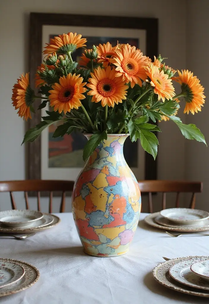 26 Decorative Vase And Pitcher Arrangements For Tabletops 7 26 Decorative Vase And Pitcher Arrangements For Tabletops - 7. Bright and Bold Statement Pieces