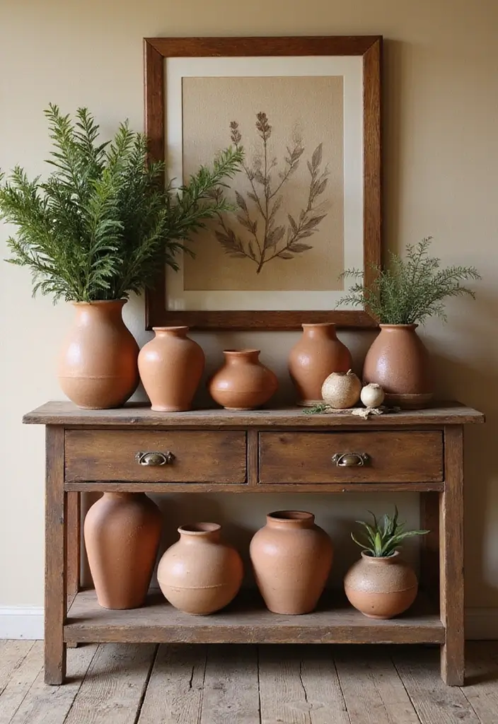 26 Decorative Vases On Wooden Consoles For Natural Warmth 1 26 Decorative Vases On Wooden Consoles For Natural Warmth - 1. Earthy Terracotta Wonders