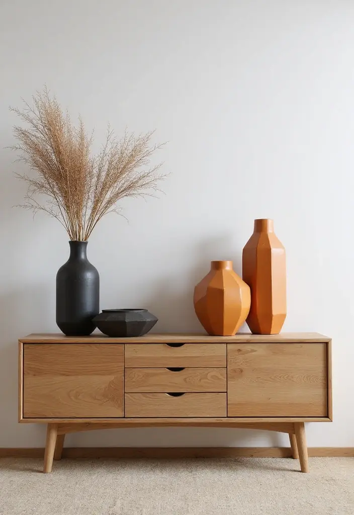 26 Decorative Vases On Wooden Consoles For Natural Warmth 27 26 Decorative Vases On Wooden Consoles For Natural Warmth - 15. Bold Geometric Shapes