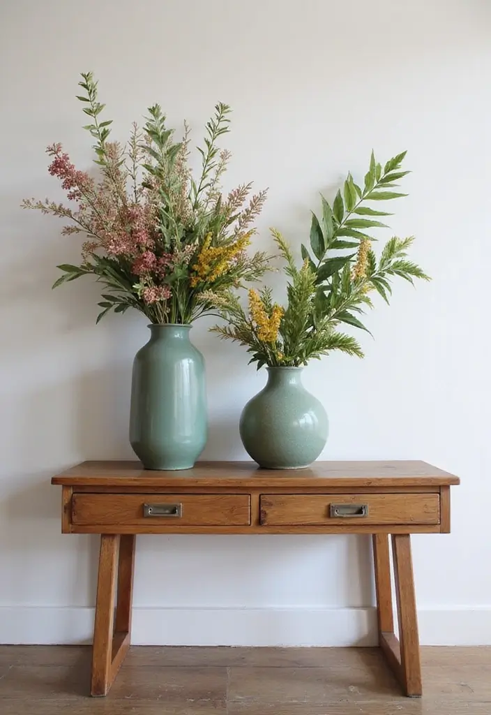 26 Decorative Vases On Wooden Consoles For Natural Warmth 45 26 Decorative Vases On Wooden Consoles For Natural Warmth - 23. Embracing Local Flora