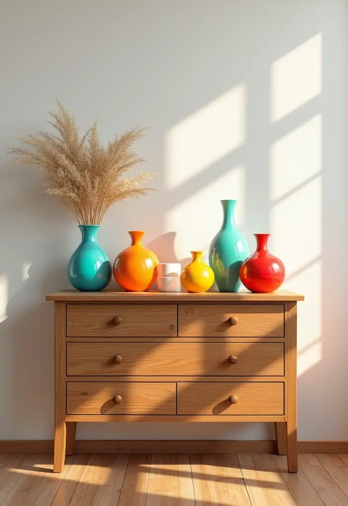 26 Decorative Vases On Wooden Consoles For Natural Warmth 59 26 Decorative Vases On Wooden Consoles For Natural Warmth - 25. Vibrant Color Palettes