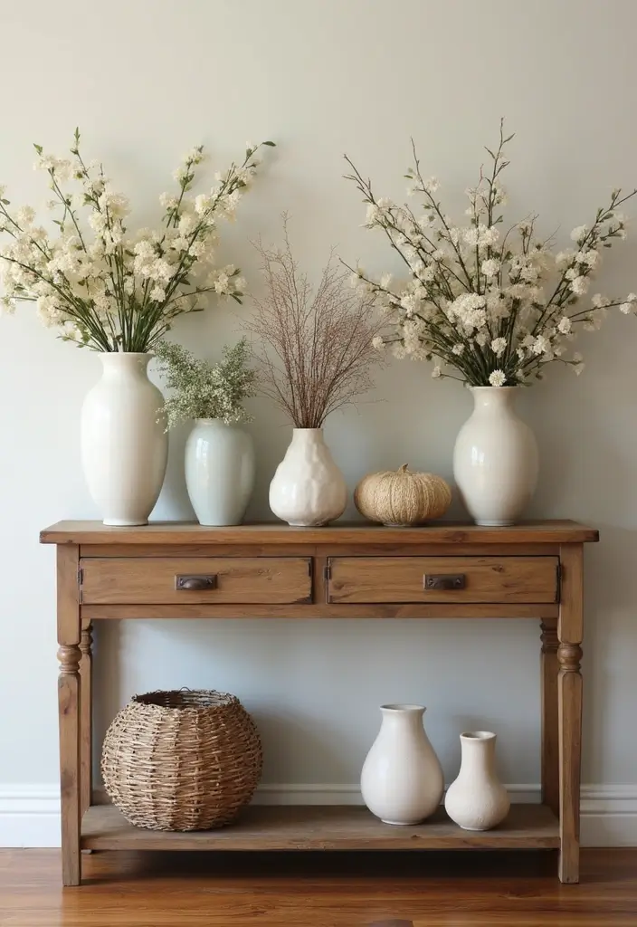 26 Decorative Vases On Wooden Consoles For Natural Warmth 20 26 Decorative Vases On Wooden Consoles For Natural Warmth - 8. Seasonal Displays