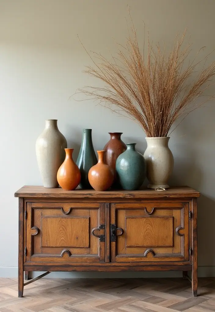 26 Decorative Vases On Wooden Consoles For Natural Warmth 21 26 Decorative Vases On Wooden Consoles For Natural Warmth - 9. Charming Clustered Vases