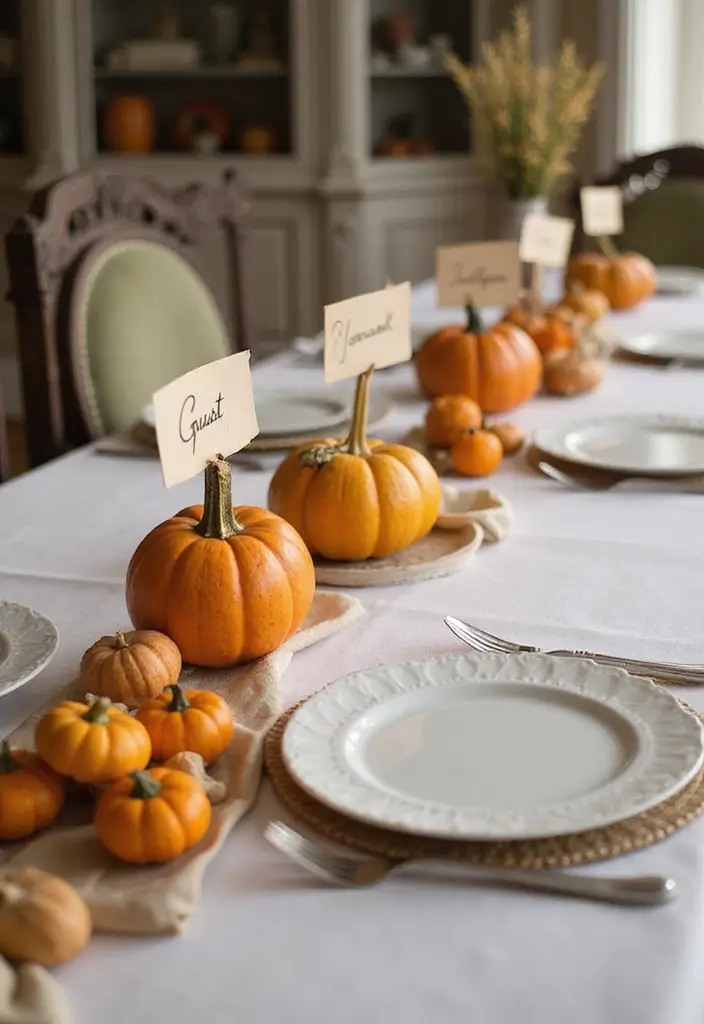 26 Fall Tabletop Decor Ideas For Warm Seasonal Touches 79 26 Fall Tabletop Decor Ideas For Warm Seasonal Touches - 13. Mini Pumpkin Place Holders