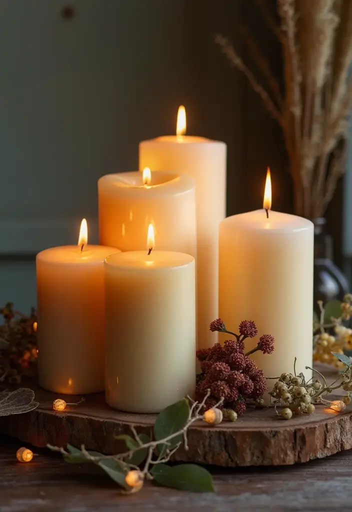 26 Fall Tabletop Decor Ideas For Warm Seasonal Touches 16 26 Fall Tabletop Decor Ideas For Warm Seasonal Touches - 4. Cozy Candle Displays