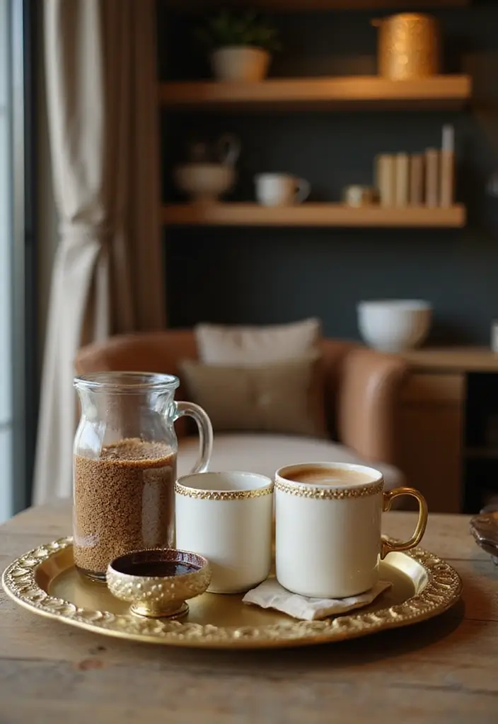 26 Home Decor Coffee Bar Ideas For Cozy Corners - 16. Coffee Bar with a Touch of Gold
