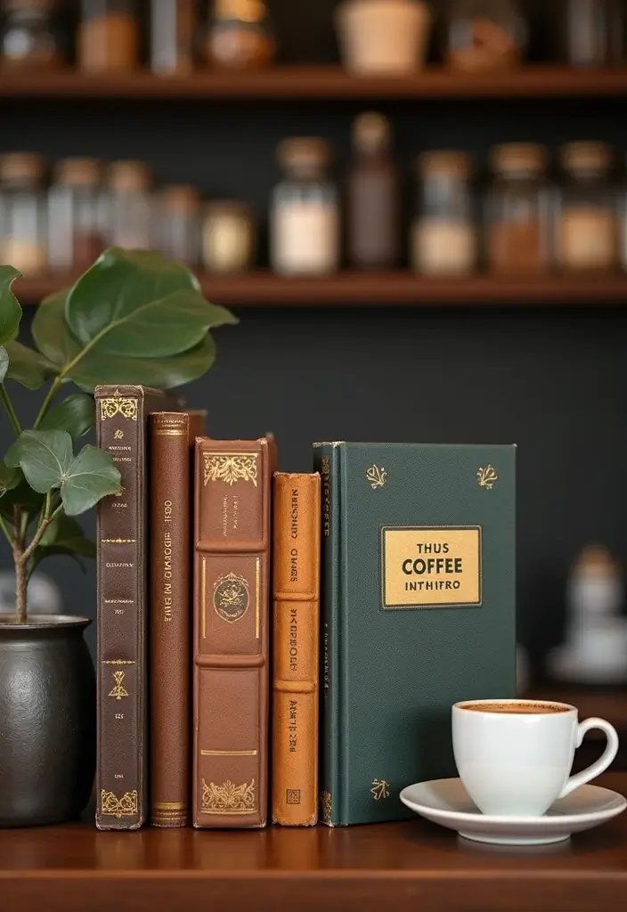 26 Home Decor Coffee Bar Ideas For Cozy Corners - 21. Stylish Coffee Books Display