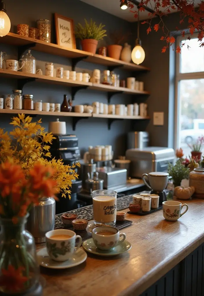 26 Home Decor Coffee Bar Ideas For Cozy Corners - 24. Seasonal Decor Touches