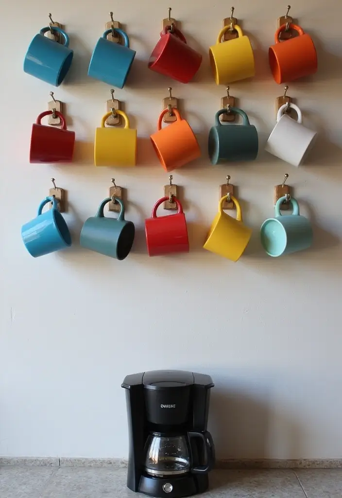 26 Home Decor Coffee Bar Ideas For Cozy Corners - 9. Colorful Mug Display