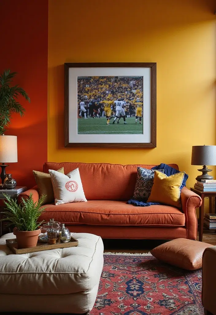 26 Home Sports Bar Decor Ideas For Game Nights 1 26 Home Sports Bar Decor Ideas For Game Nights - 1. Team Colors Everywhere