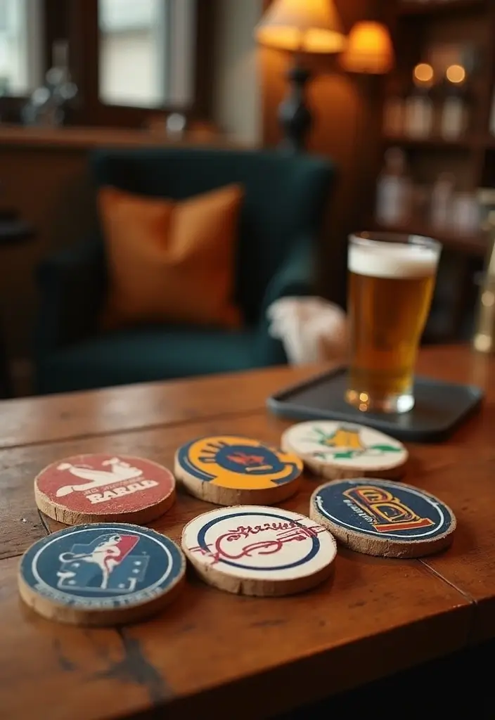 26 Home Sports Bar Decor Ideas For Game Nights 43 26 Home Sports Bar Decor Ideas For Game Nights - 13. Sports-themed Coasters