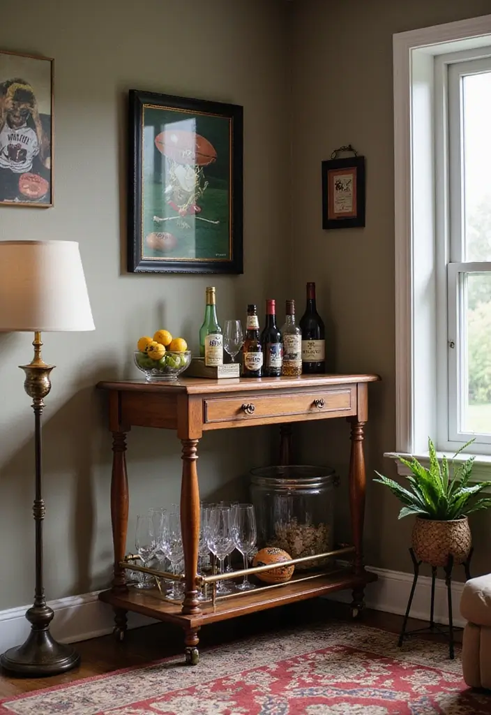 26 Home Sports Bar Decor Ideas For Game Nights 17 26 Home Sports Bar Decor Ideas For Game Nights - 5. A Mini Bar Station