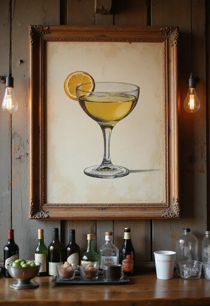 27 DIY Home Bar Decor Projects To Personalize Your Space 22 27 DIY Home Bar Decor Projects To Personalize Your Space - 10. Distressed Frame Art