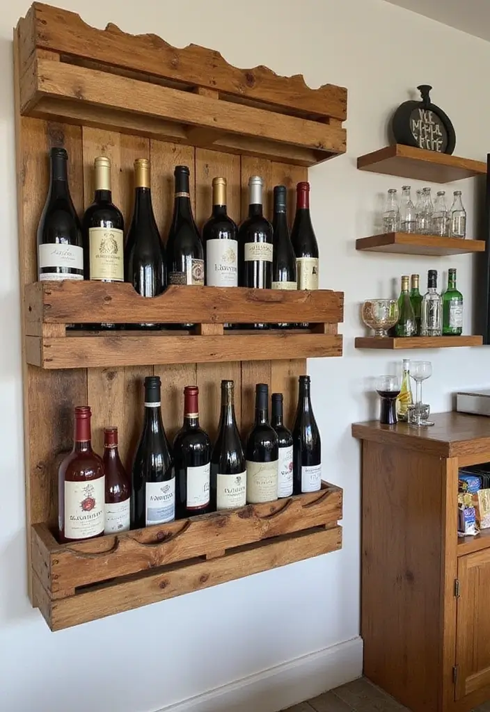 27 DIY Home Bar Decor Projects To Personalize Your Space 25 27 DIY Home Bar Decor Projects To Personalize Your Space - 13. Pallet Wood Wine Rack